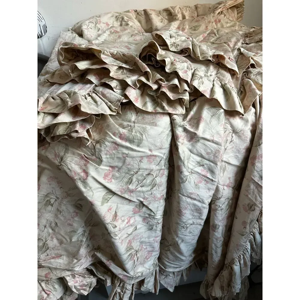 RALPH LAUREN Reine Floral Sateen king duvet cover+3 euro shams set 4 Ruffled